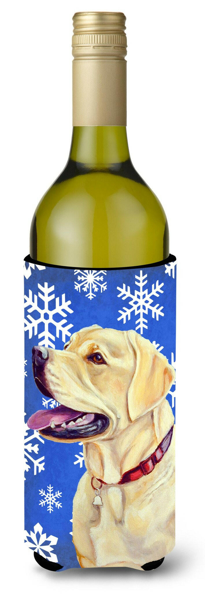 Labrador Winter Snowflakes Holiday Wine Bottle Beverage Insulator Beverage Insulator Hugger by Caroline&#39;s Treasures