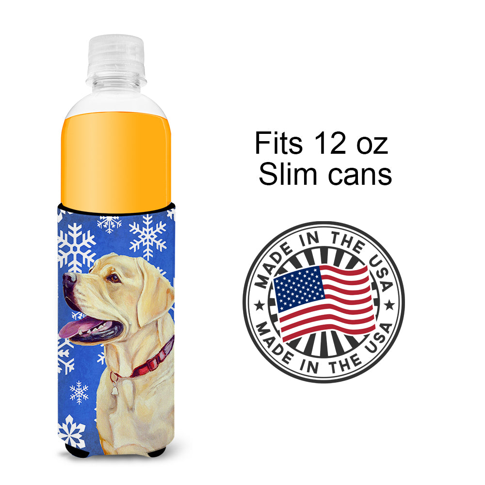 Labrador Winter Snowflakes Holiday Ultra Beverage Insulators for slim cans LH9293MUK.