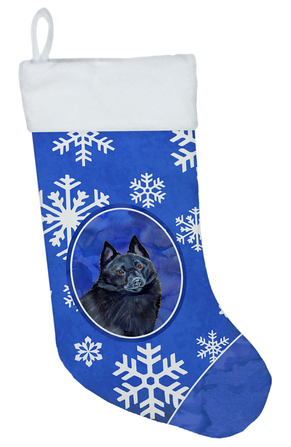 Schipperke Winter Snowflakes Snowflakes Holiday Christmas  Stocking LH9294  the-store.com.