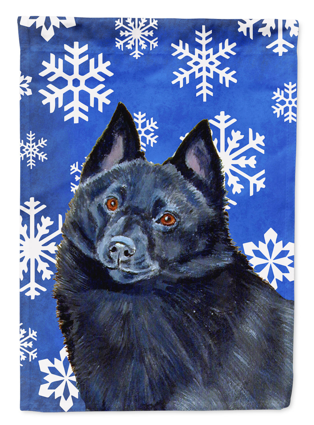 Schipperke Winter Snowflakes Holiday Flag Canvas House Size