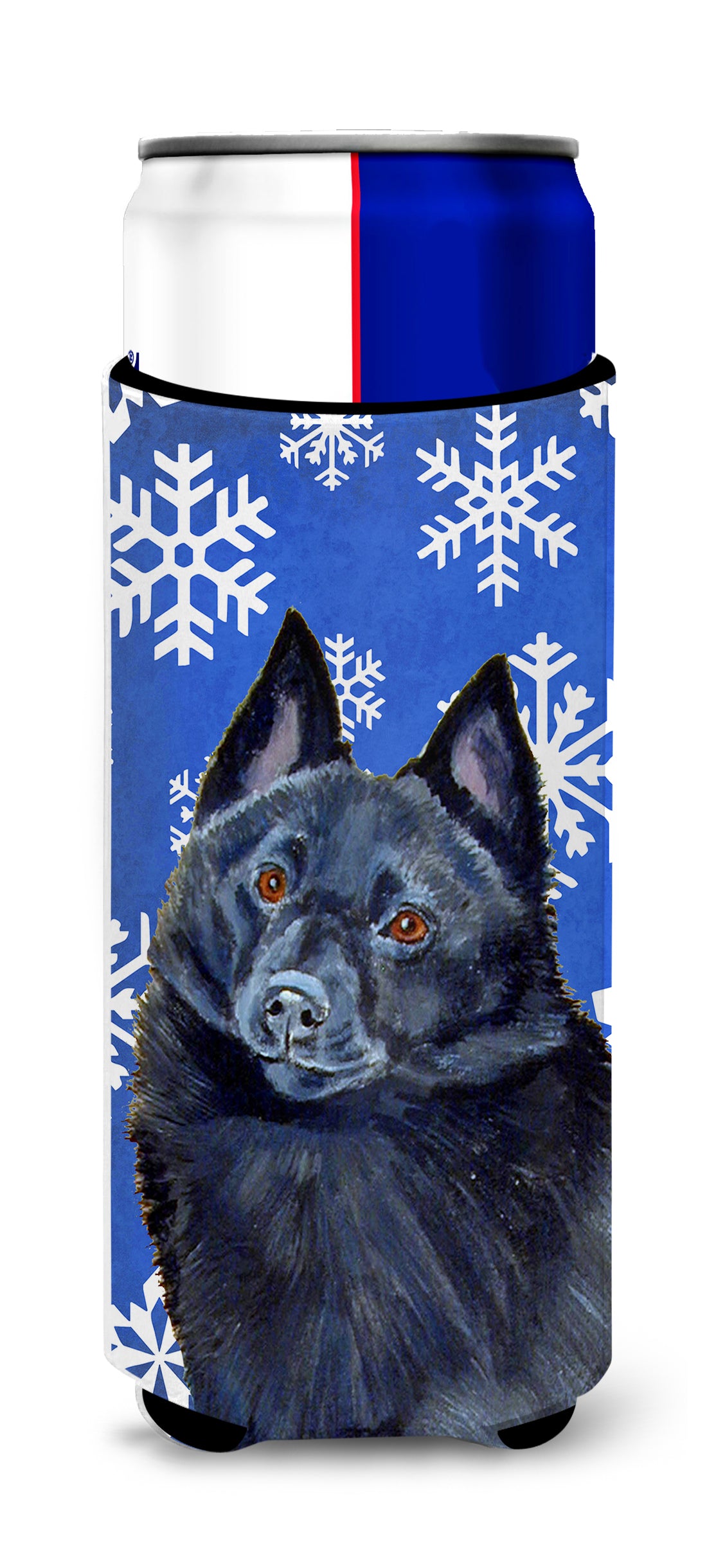 Schipperke Winter Snowflakes Holiday Ultra Beverage Insulators for slim cans LH9294MUK.