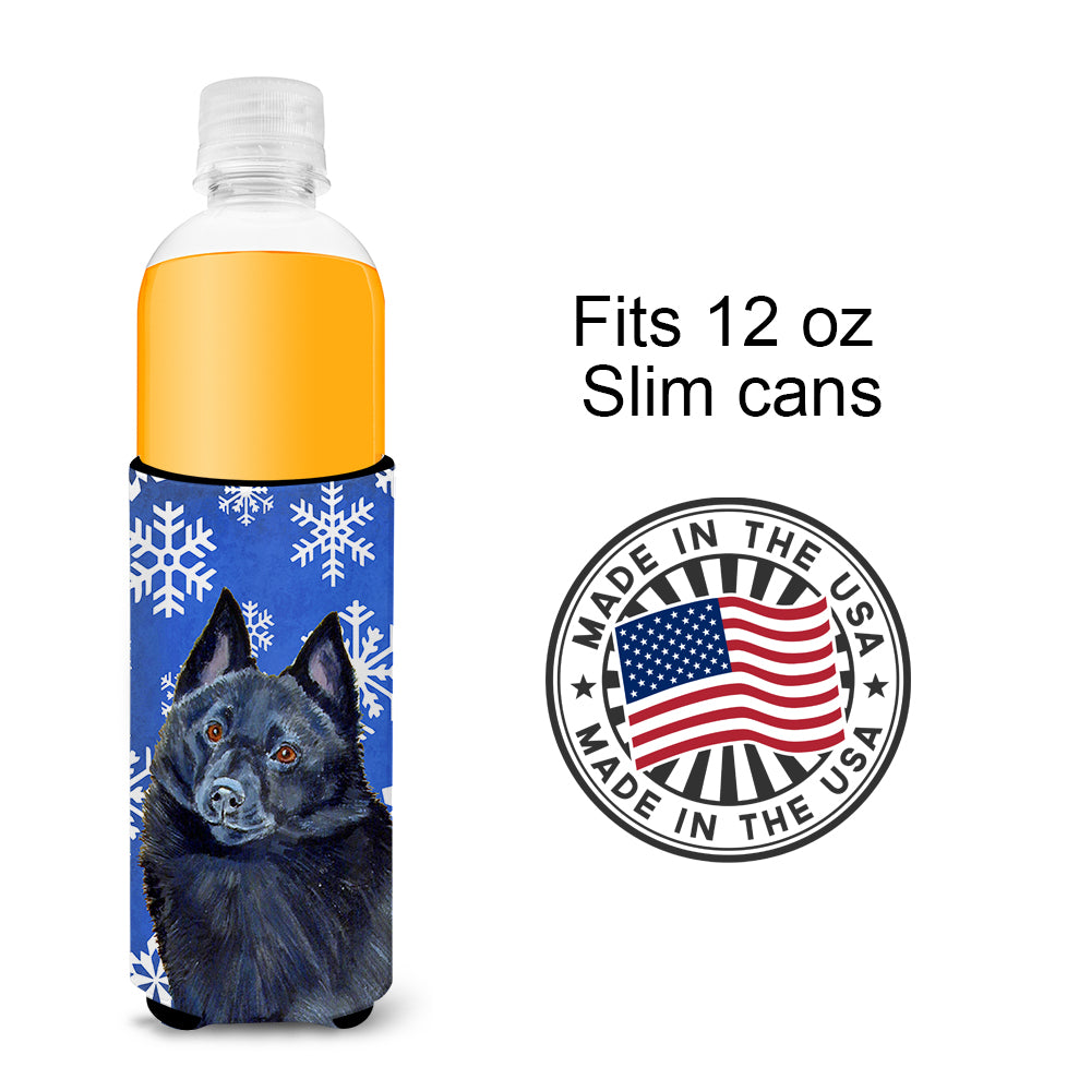 Schipperke Winter Snowflakes Holiday Ultra Beverage Insulators for slim cans LH9294MUK