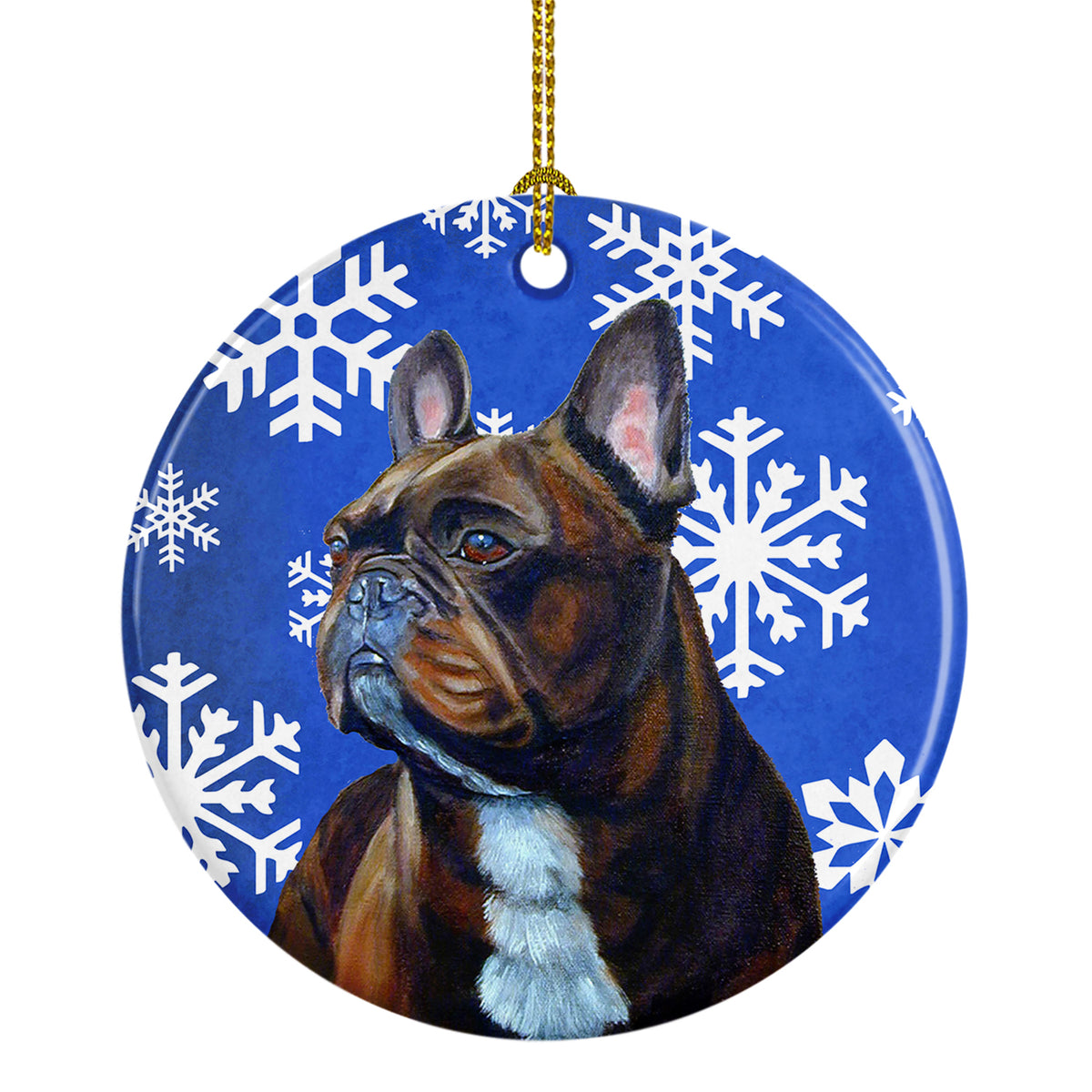 French Bulldog Winter Snowflake Holiday Ceramic Ornament LH9295 - the-store.com