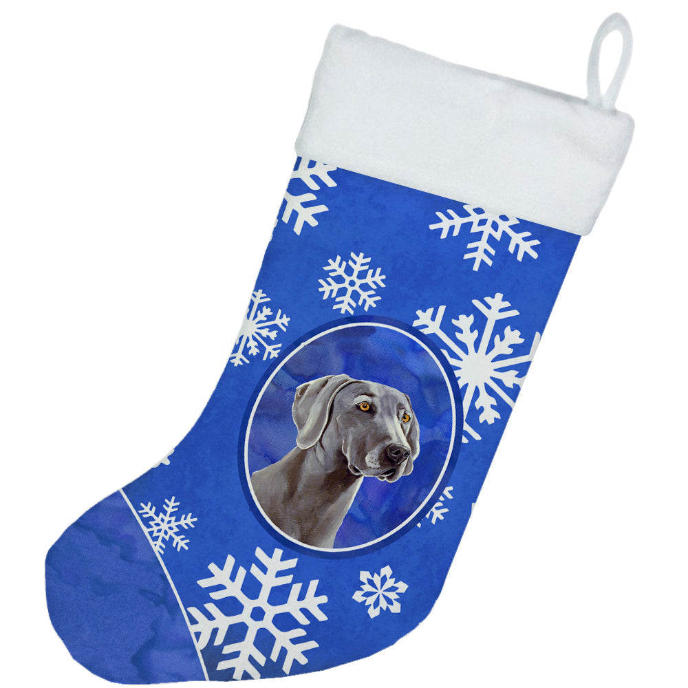 Weimaraner Winter Snowflakes Snowflakes Holiday Christmas  Stocking LH9296  the-store.com.