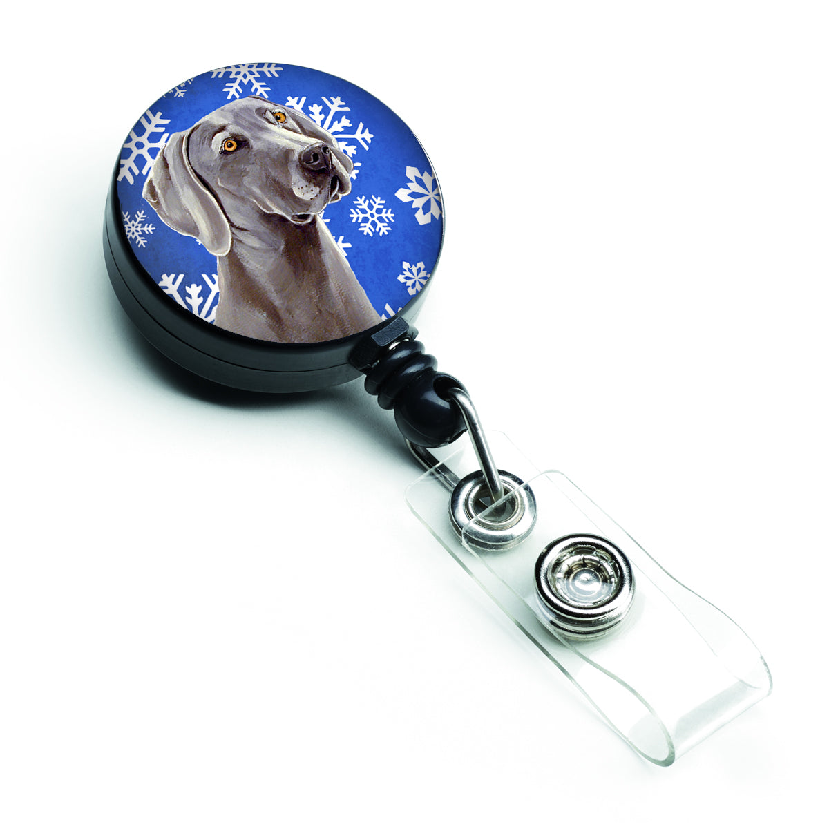 Weimaraner Winter Snowflakes Holiday Retractable Badge Reel LH9296BR  the-store.com.
