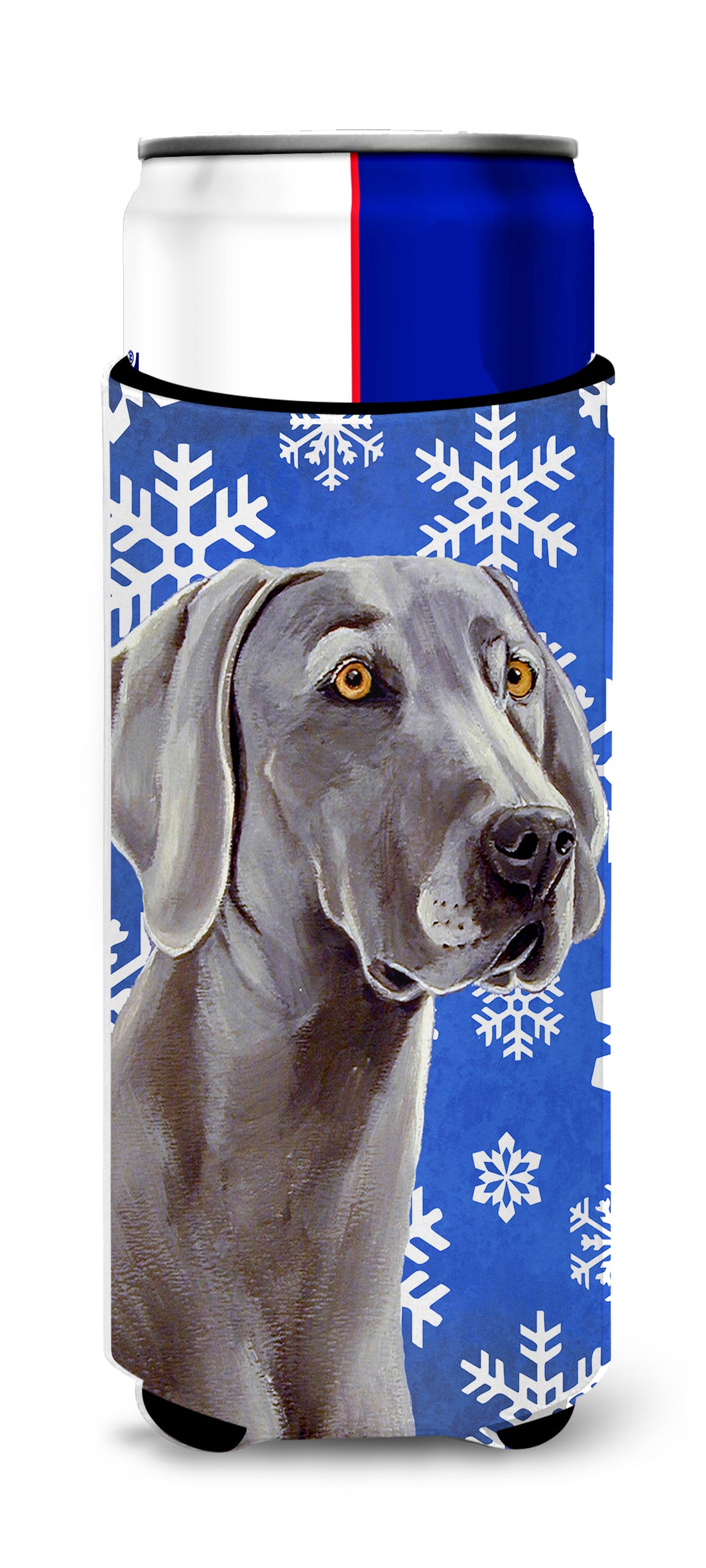 Weimaraner Winter Snowflakes Holiday Ultra Beverage Insulators for slim cans LH9296MUK