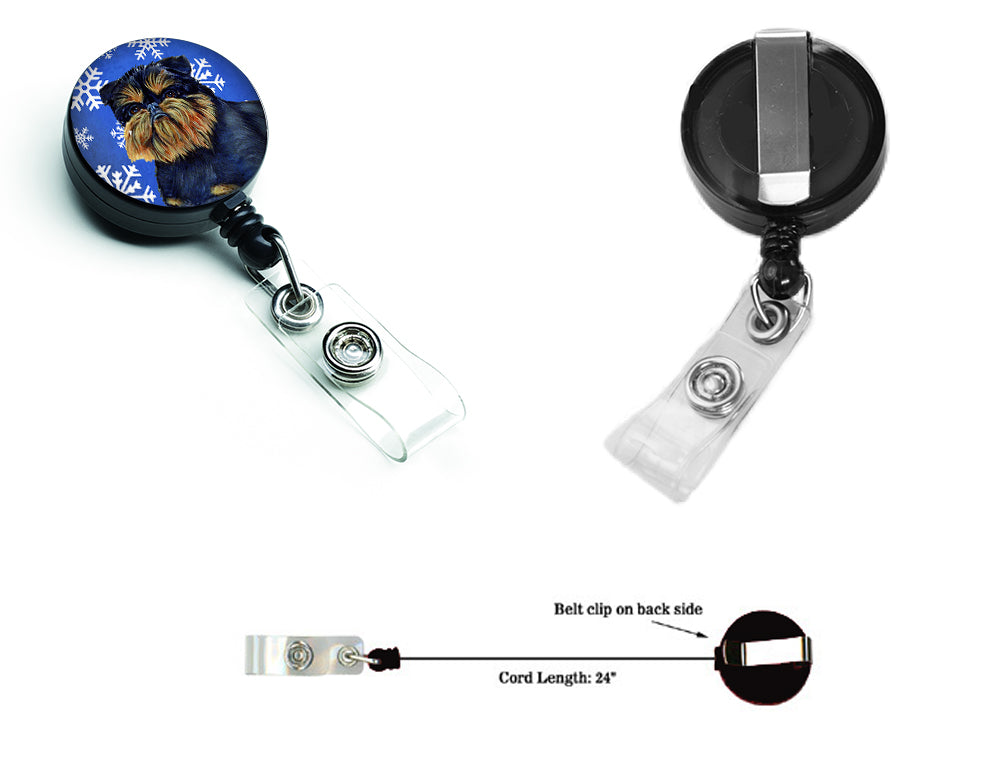 Brussels Griffon Winter Snowflakes Holiday Retractable Badge Reel LH9298BR  the-store.com.