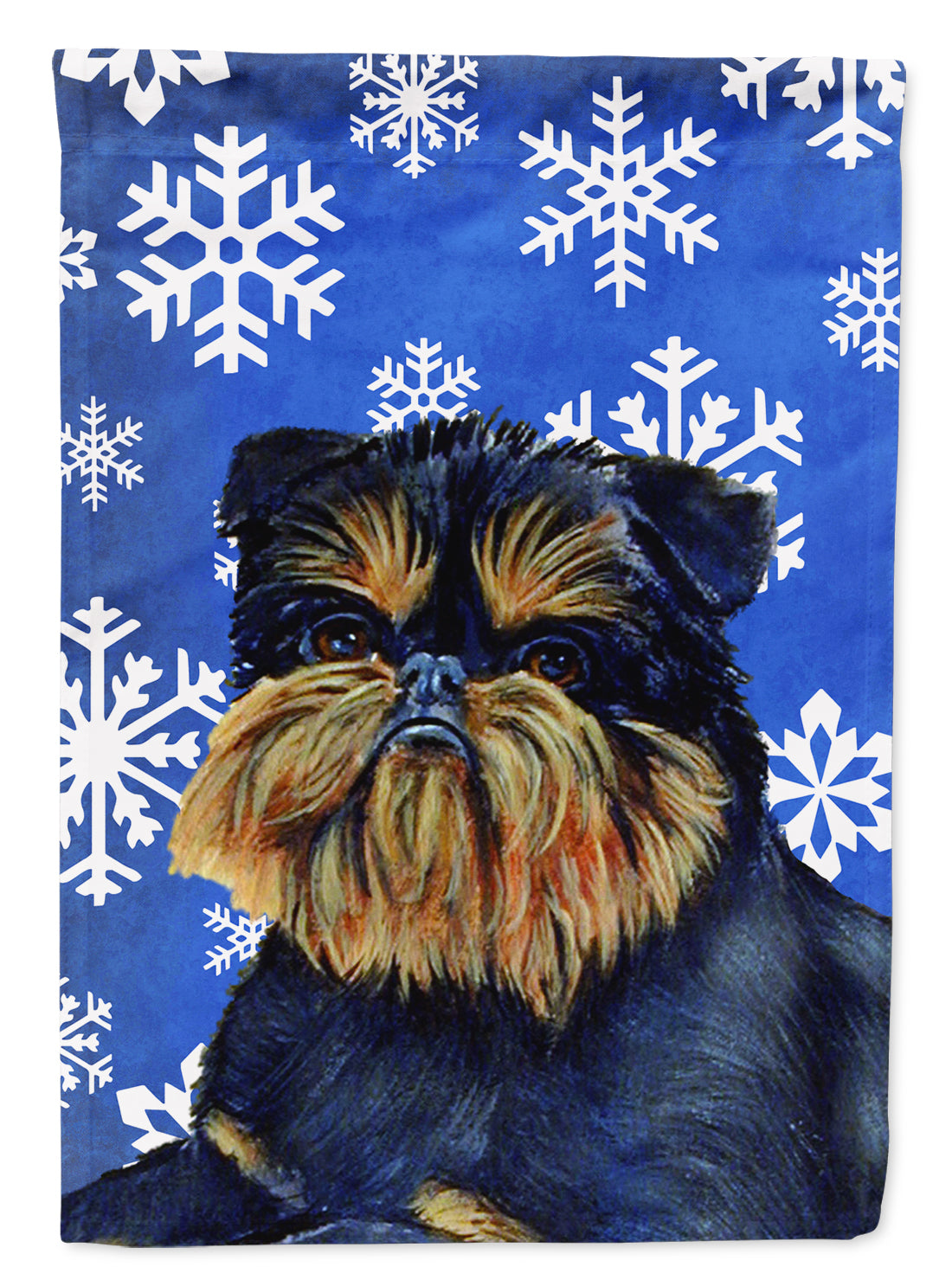 Brussels Griffon Winter Snowflakes Holiday Flag Canvas House Size