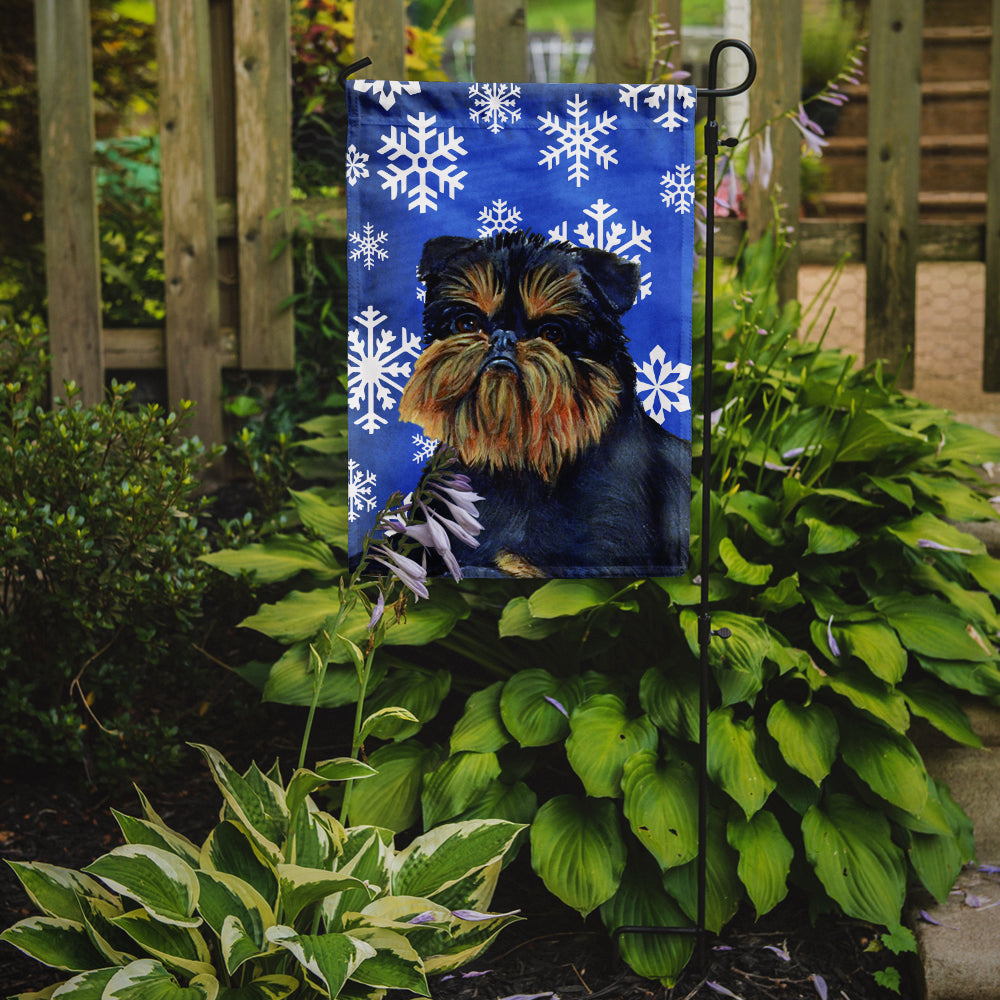 Brussels Griffon Winter Snowflakes Holiday Flag Garden Size.