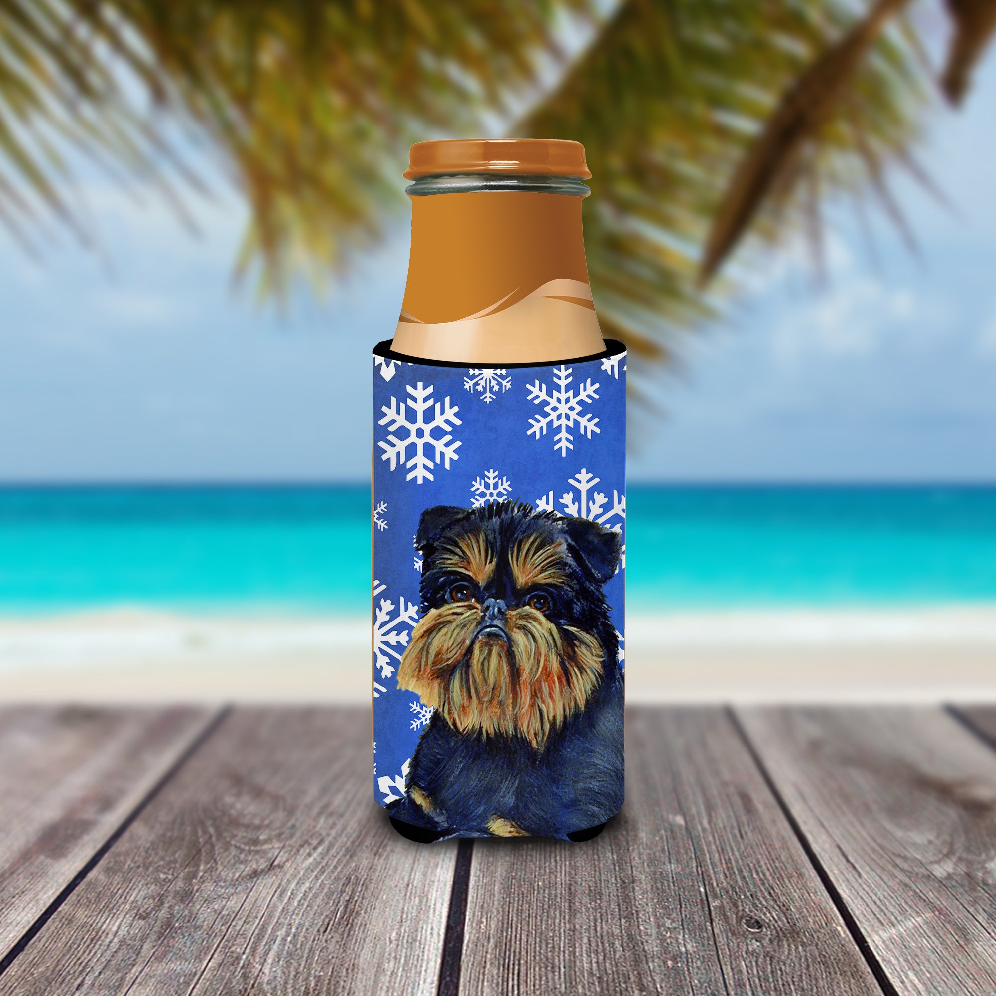 Brussels Griffon Winter Snowflakes Holiday Ultra Beverage Insulators for slim cans LH9298MUK.
