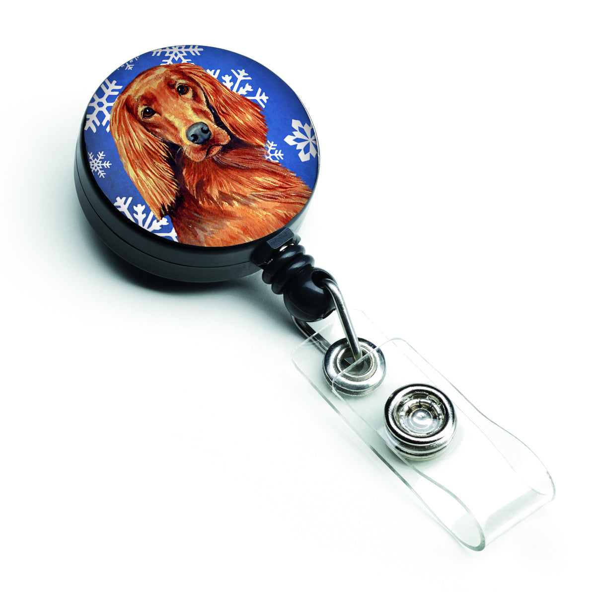 Irish Setter Winter Snowflakes Holiday Retractable Badge Reel LH9299BR  the-store.com.