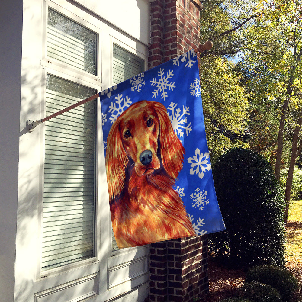 Irish Setter Winter Snowflakes Holiday Flag Canvas House Size  the-store.com.