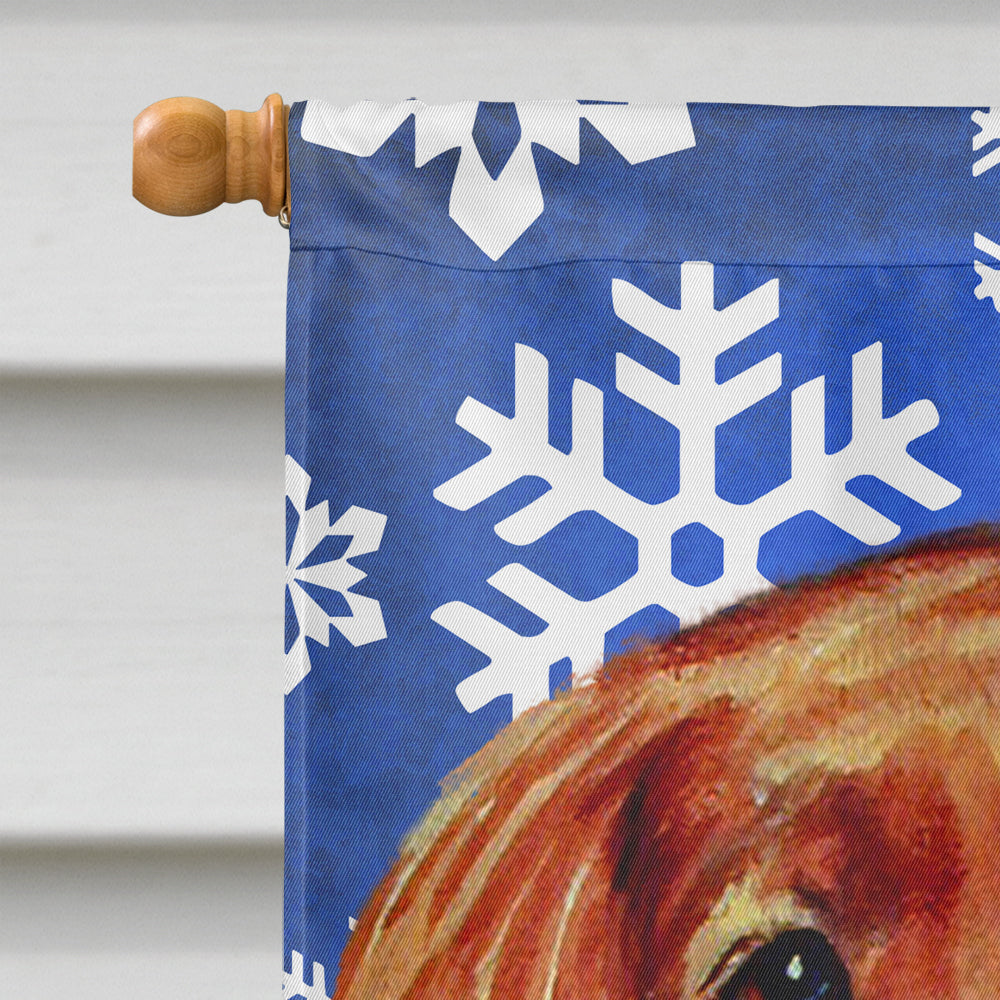 Irish Setter Winter Snowflakes Holiday Flag Canvas House Size  the-store.com.