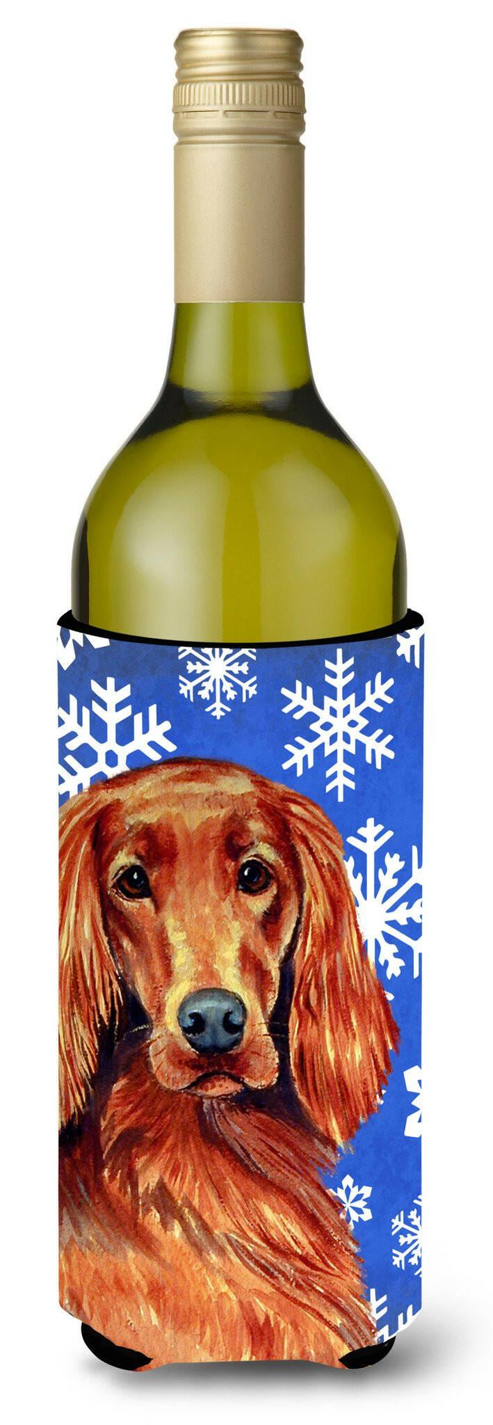Irish Setter Winter Snowflakes Holiday Wine Bottle Beverage Insulator Beverage Insulator Hugger by Caroline&#39;s Treasures