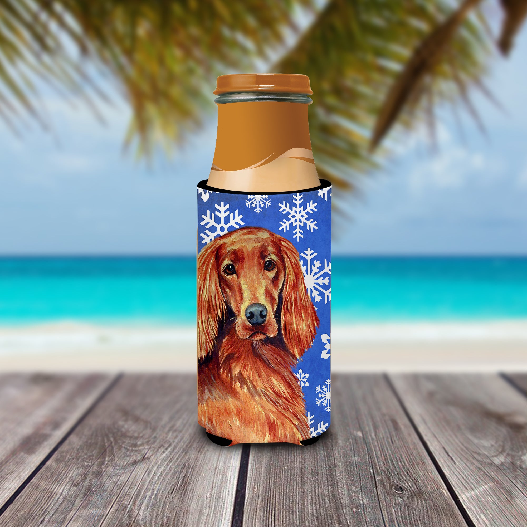 Irish Setter Winter Snowflakes Holiday Ultra Beverage Isolateurs pour canettes minces LH9299MUK