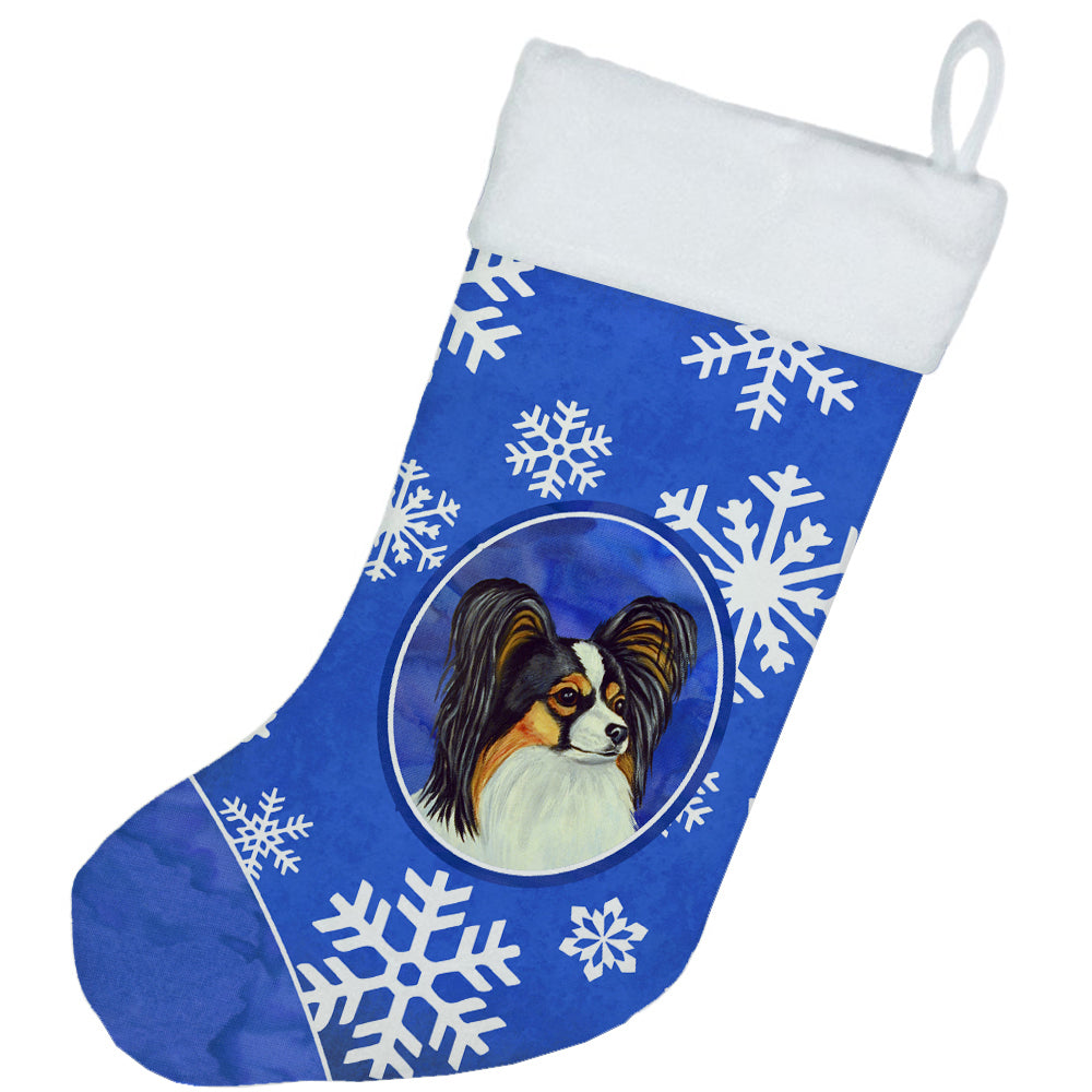 Papillon Winter Snowflakes Snowflakes Holiday Christmas Stocking LH9300  the-store.com.