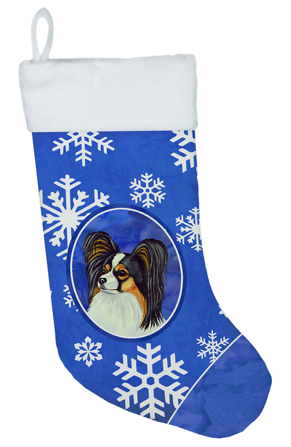 Papillon Winter Snowflakes Snowflakes Holiday Christmas Stocking LH9300  the-store.com.