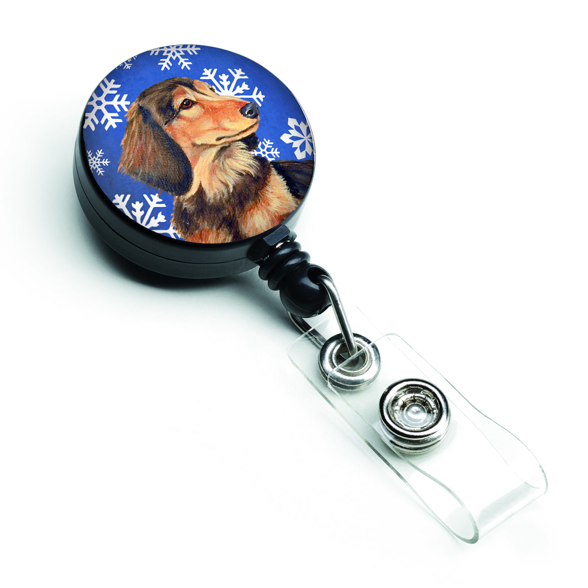 Dachshund Winter Snowflakes Holiday Retractable Badge Reel LH9301BR