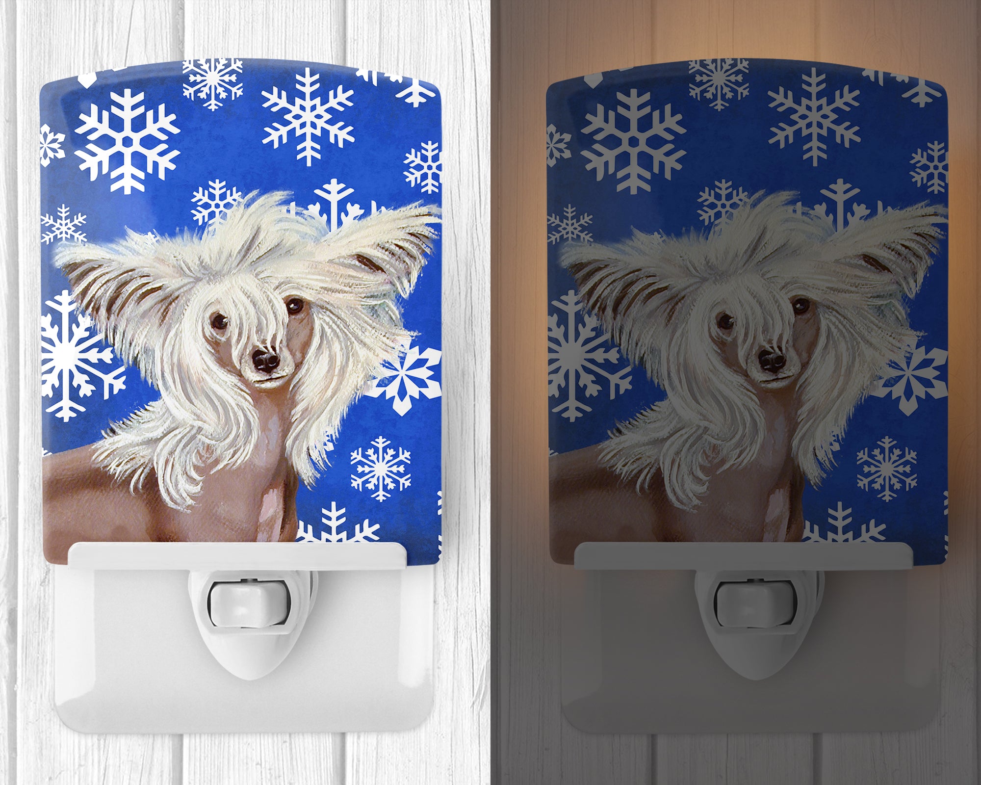 Chinese Crested Winter Snowflakes Holiday Ceramic Night Light LH9302CNL - the-store.com