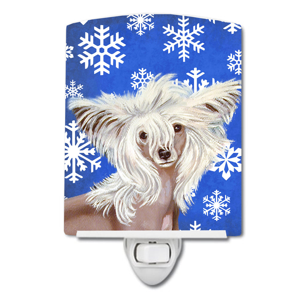Chinese Crested Winter Snowflakes Holiday Ceramic Night Light LH9302CNL - the-store.com