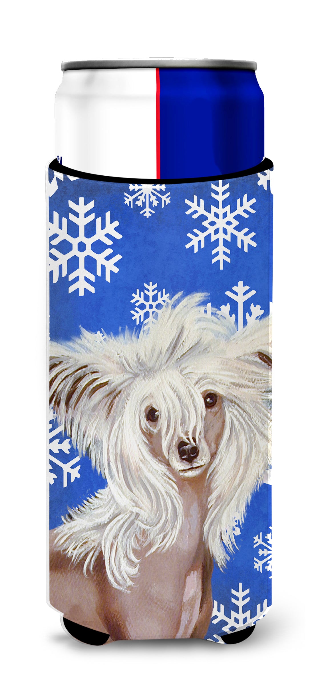 Chinese Crested Winter Snowflakes Holiday Ultra Beverage Insulators for slim cans LH9302MUK