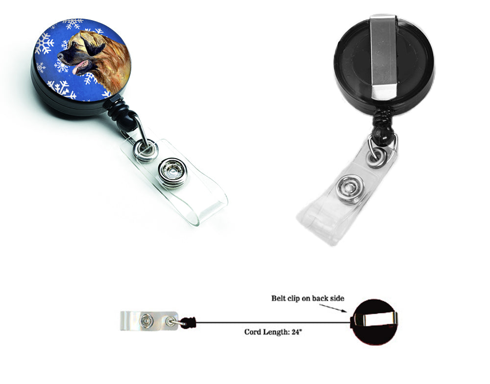 Leonberger Winter Snowflakes Holiday Retractable Badge Reel LH9303BR  the-store.com.