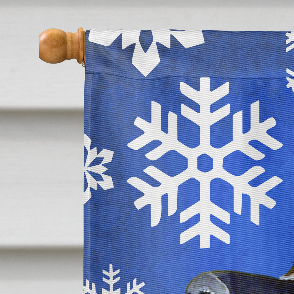 Leonberger Winter Snowflakes Holiday Flag Canvas House Size  the-store.com.