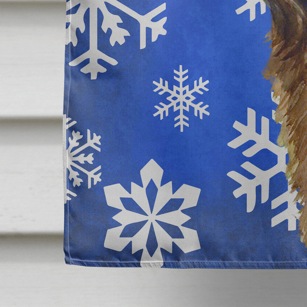 Leonberger Winter Snowflakes Holiday Flag Canvas House Size