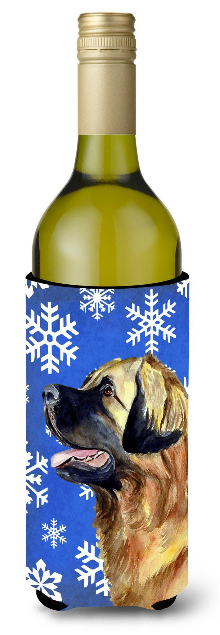 Leonberger Winter Snowflakes Holiday Wine Bottle Beverage Insulator Beverage Insulator Hugger by Caroline&#39;s Treasures
