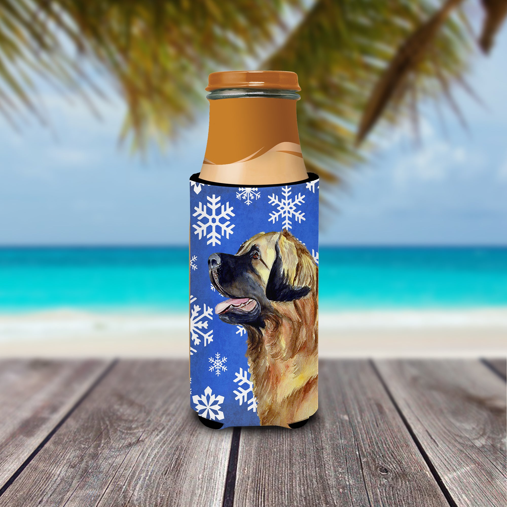 Leonberger Winter Snowflakes Holiday Ultra Beverage Insulators for slim cans LH9303MUK.