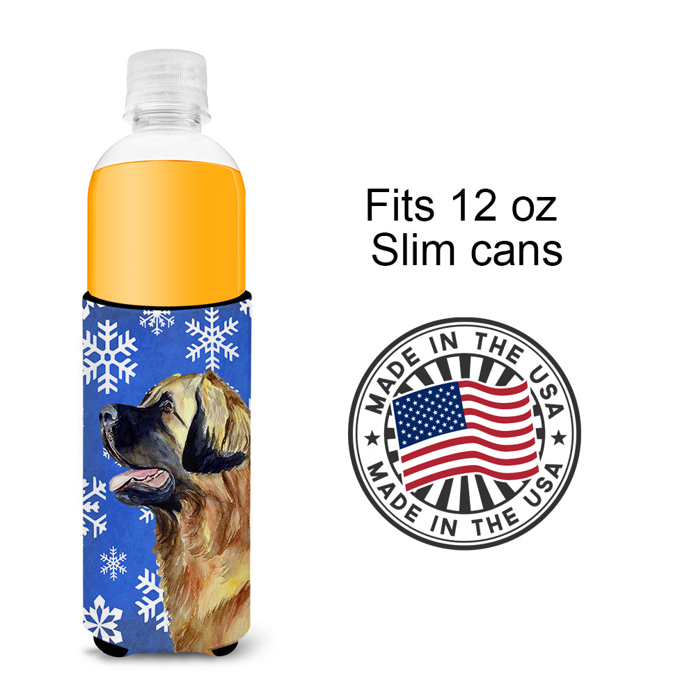 Leonberger Winter Snowflakes Holiday Ultra Beverage Insulators for slim cans LH9303MUK.