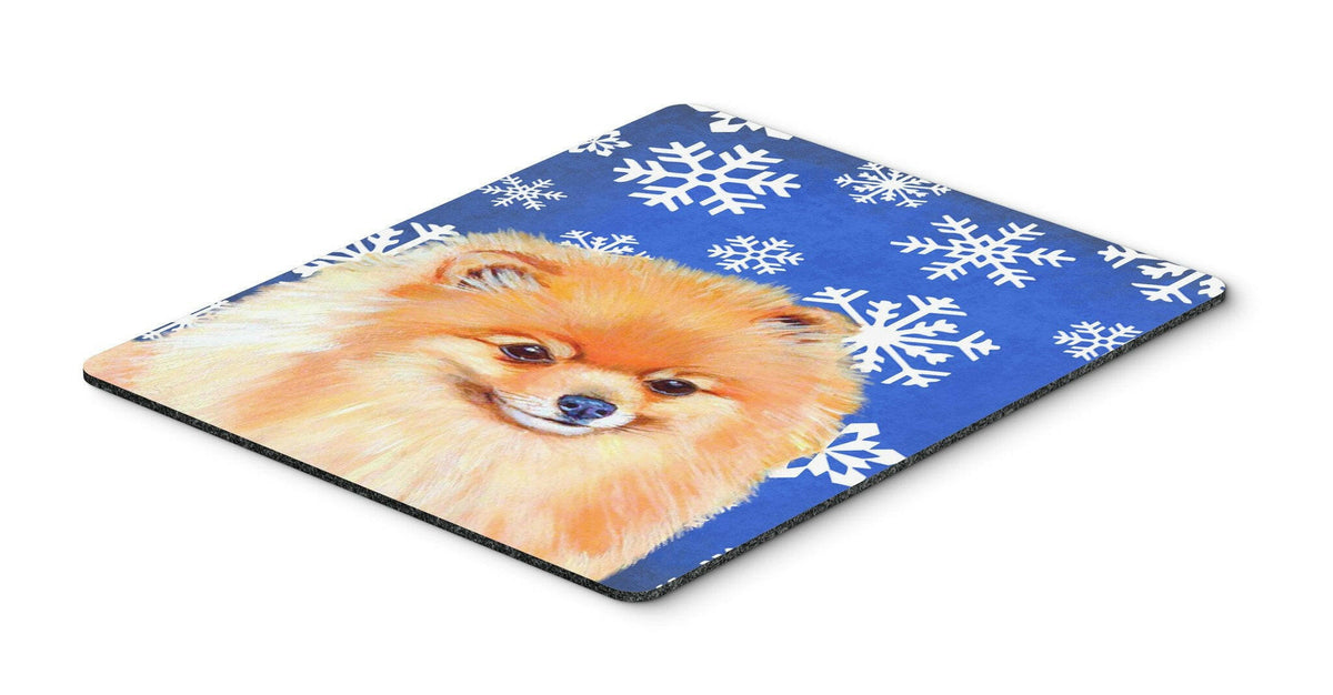 Pomeranian Winter Snowflakes Holiday Mouse Pad, Hot Pad or Trivet by Caroline&#39;s Treasures
