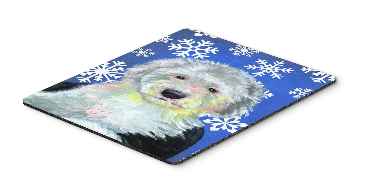 Old English Sheepdog Winter Snowflakes Holiday Mouse Pad, Hot Pad or Trivet by Caroline&#39;s Treasures