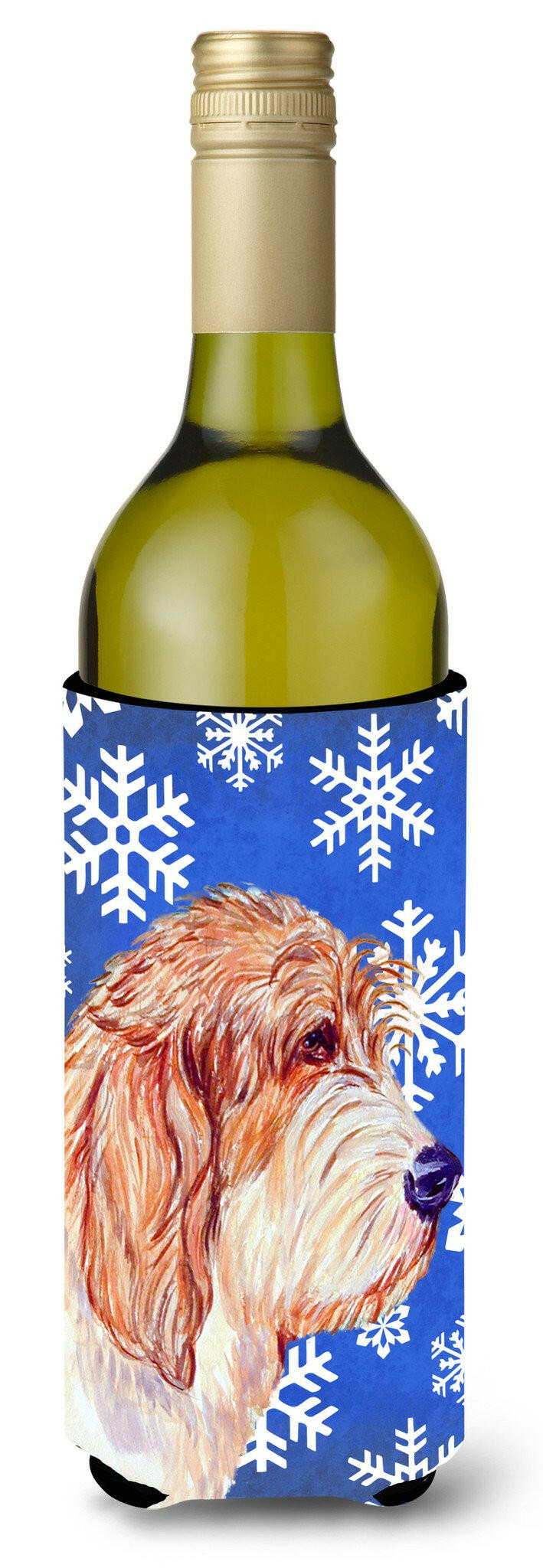 Petit Basset Griffon Vendeen Winter  Holiday Wine Bottle Beverage Insulator Beverage Insulator Hugger by Caroline&#39;s Treasures