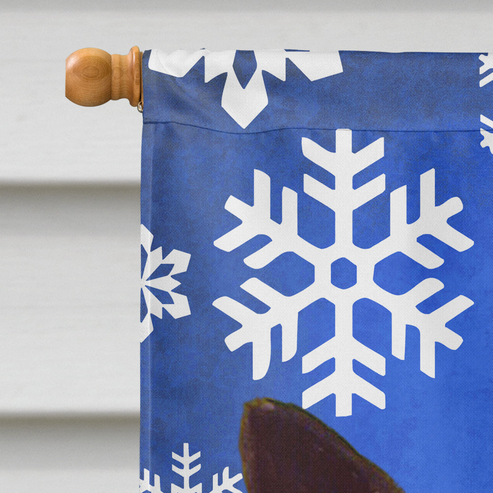 Norwegian Elkhound Winter Snowflakes Holiday Flag Canvas House Size