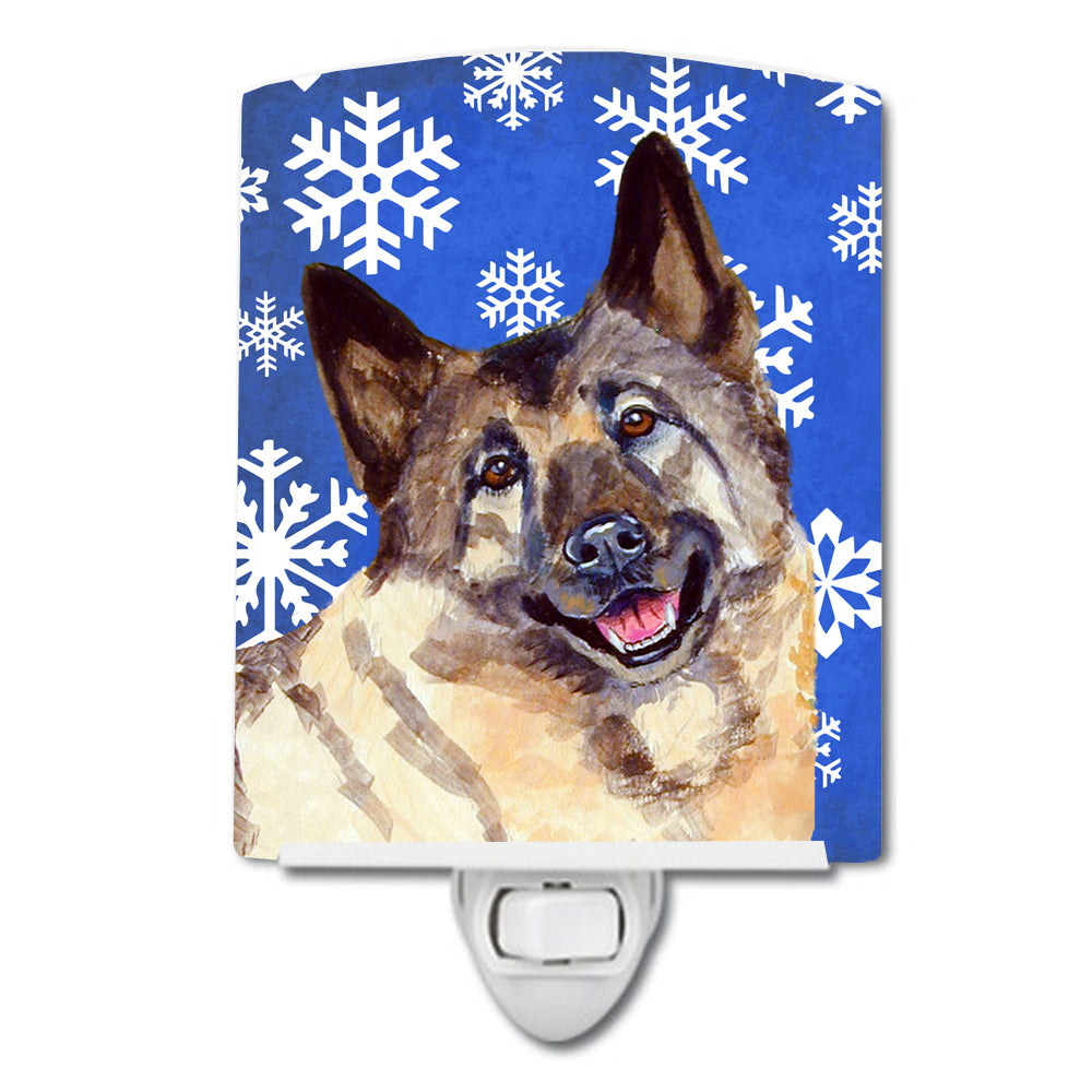 Norwegian Elkhound Winter Snowflakes Holiday Ceramic Night Light LH9308CNL - the-store.com