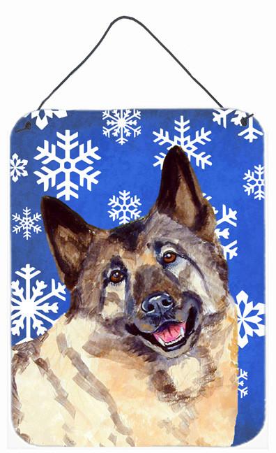 Norwegian Elkhound Winter Snowflakes Flag Wall or Door Hanging Prints LH9308 by Caroline&#39;s Treasures