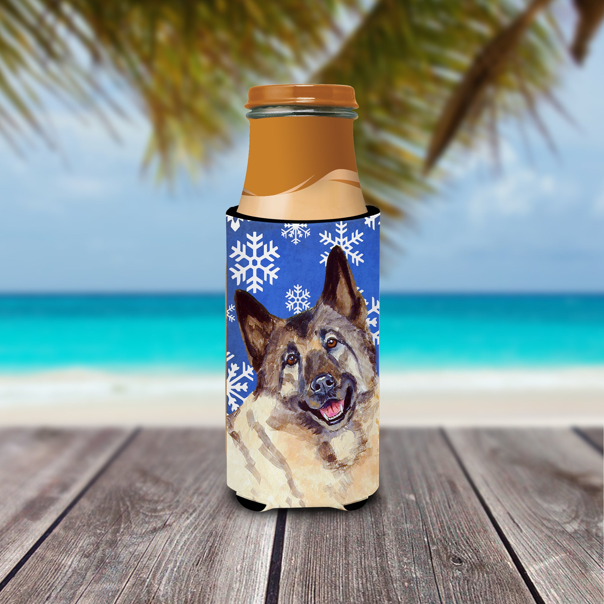 Norwegian Elkhound Winter Snowflakes Holiday Ultra Beverage Isolateurs pour canettes minces LH9308MUK