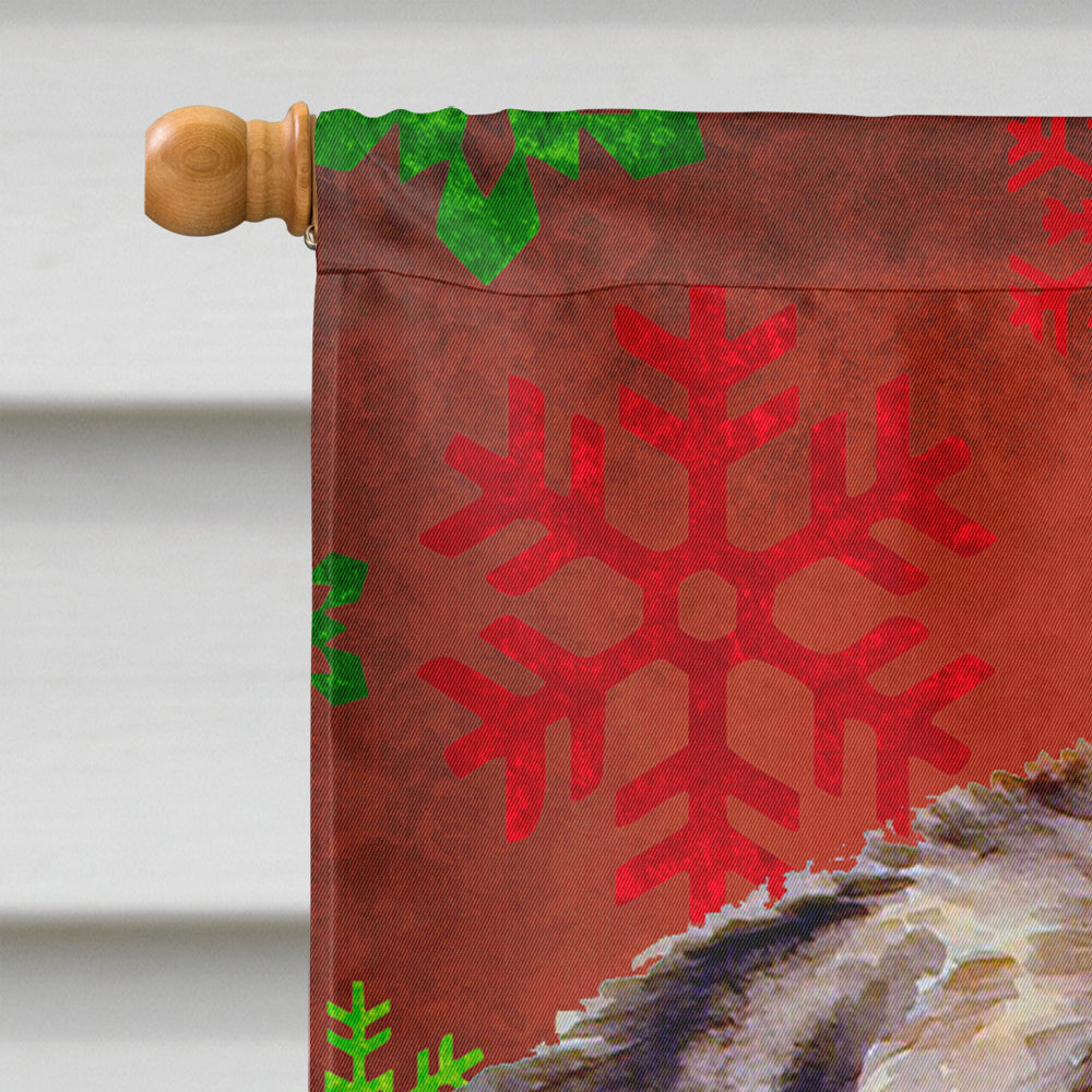 Newfoundland Red and Green Snowflakes Holiday Christmas Flag Canvas House Size  the-store.com.