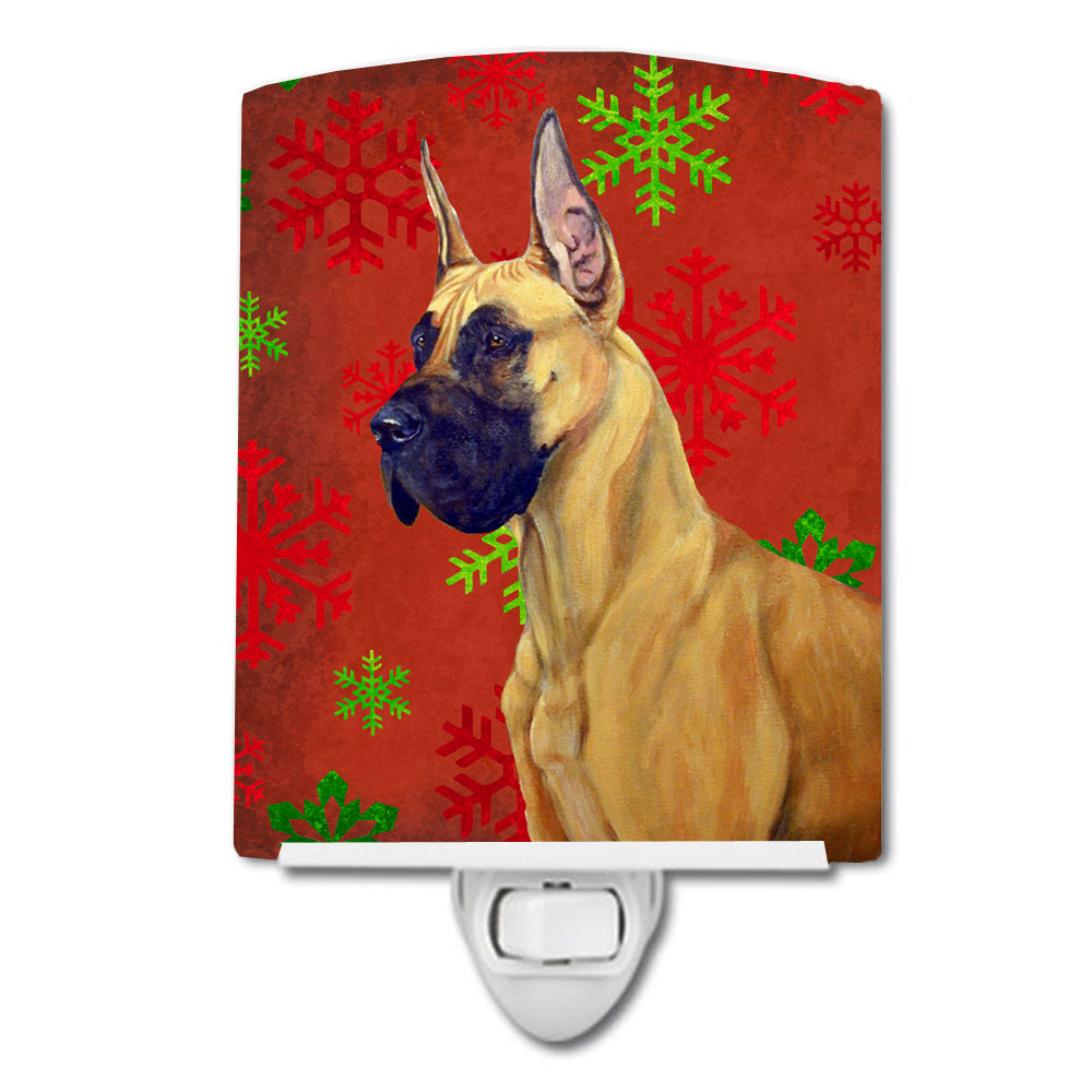 Great Dane Red and Green Snowflakes Holiday Christmas Ceramic Night Light LH9310CNL - the-store.com