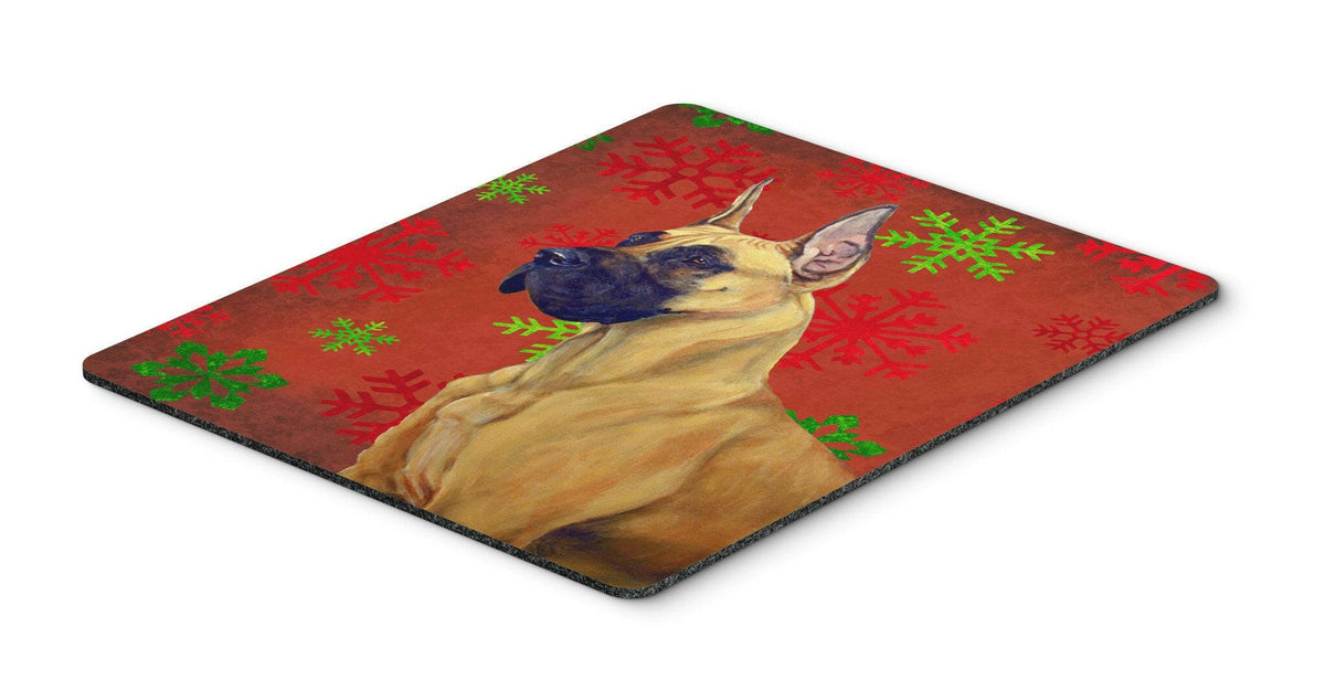 Great Dane Red and Green Snowflakes  Christmas Mouse Pad, Hot Pad or Trivet by Caroline&#39;s Treasures