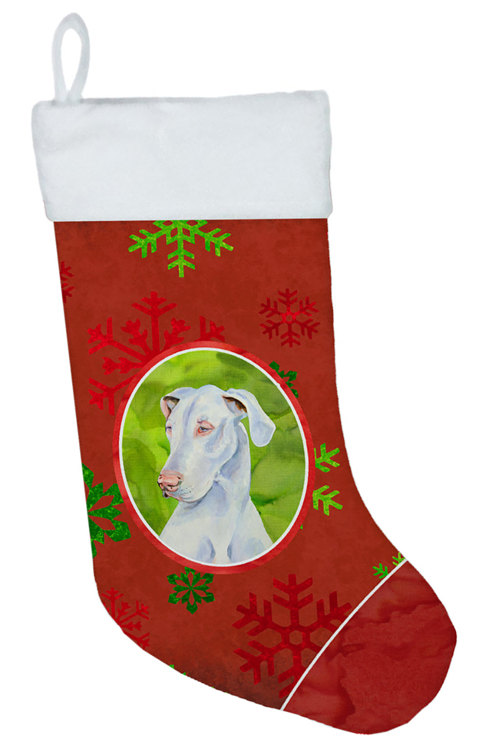 Great Dane Red and Green Snowflakes Holiday Christmas Christmas Stocking LH9311