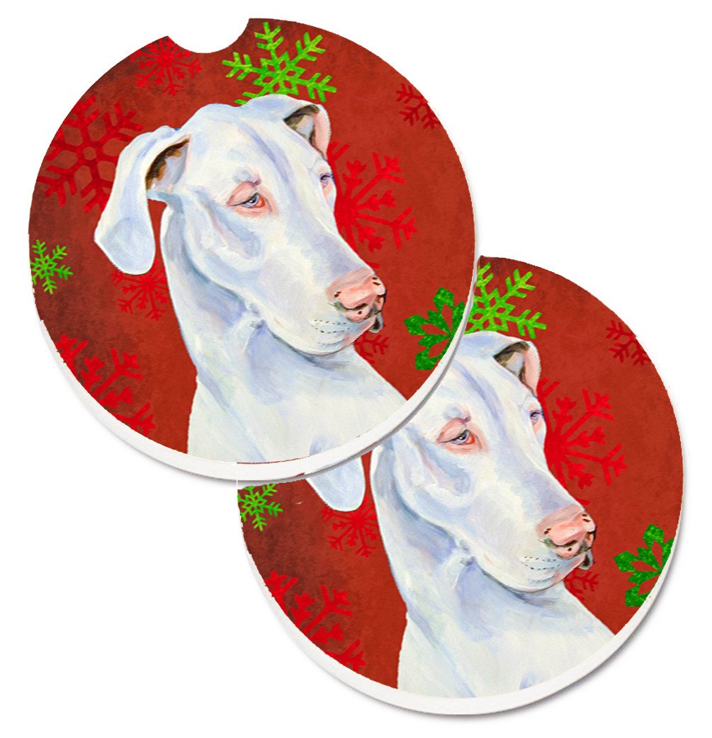 Great Dane Red and Green Snowflakes Holiday Christmas Set of 2 Cup Holder Car Coasters LH9311CARC by Caroline&#39;s Treasures