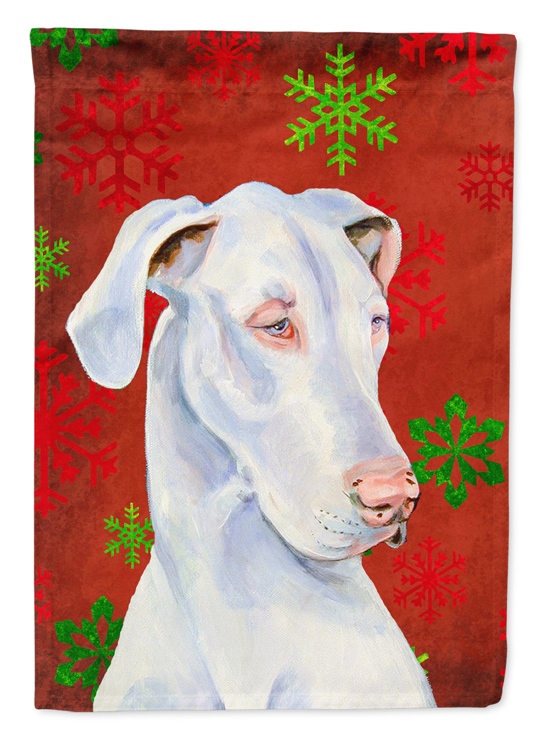 Great Dane Red Green Snowflakes Christmas Flag Canvas House Size