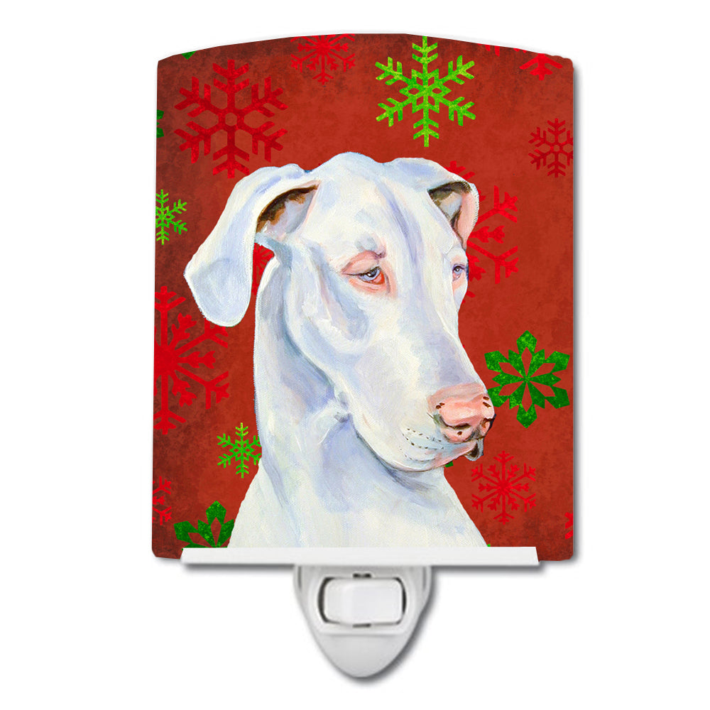 Great Dane Red and Green Snowflakes Holiday Christmas Ceramic Night Light LH9311CNL - the-store.com