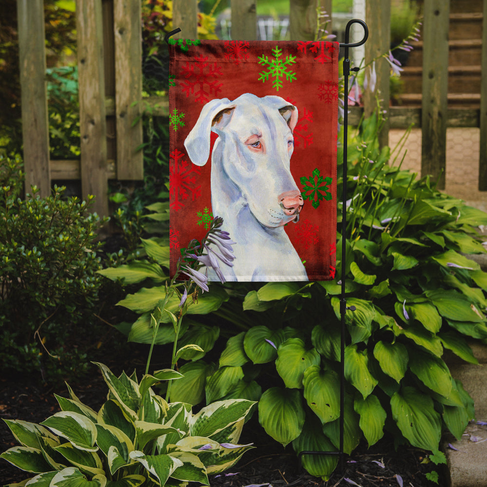 Great Dane Red and Green Snowflakes Holiday Christmas Flag Garden Size