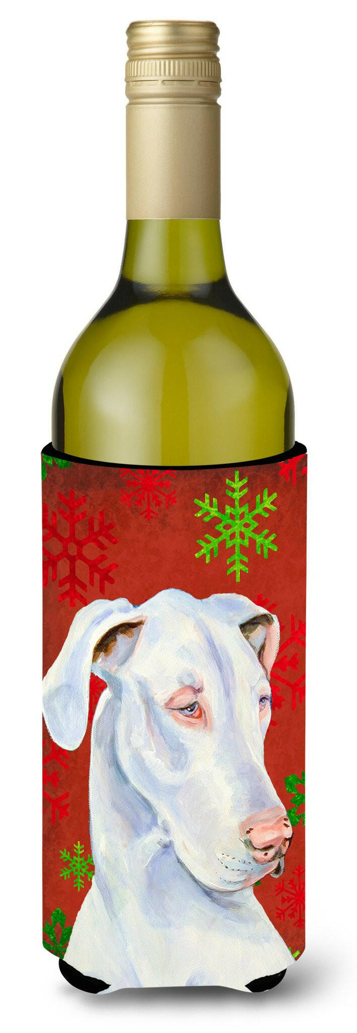Great Dane Red and Green  Holiday Christmas Wine Bottle Beverage Insulator Beverage Insulator Hugger by Caroline&#39;s Treasures