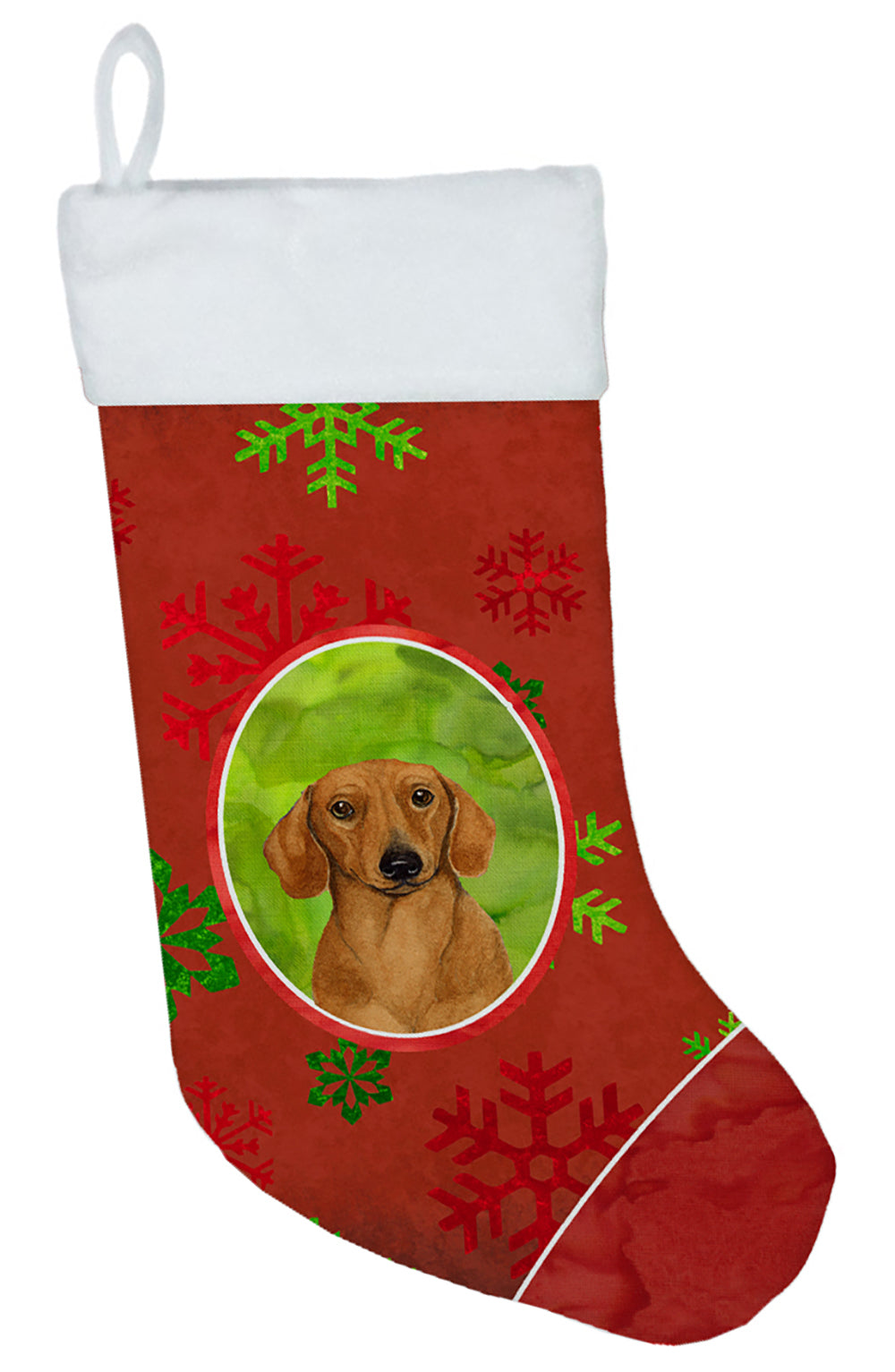 Dachshund Red and Green Snowflakes Holiday Christmas Christmas Stocking LH9312
