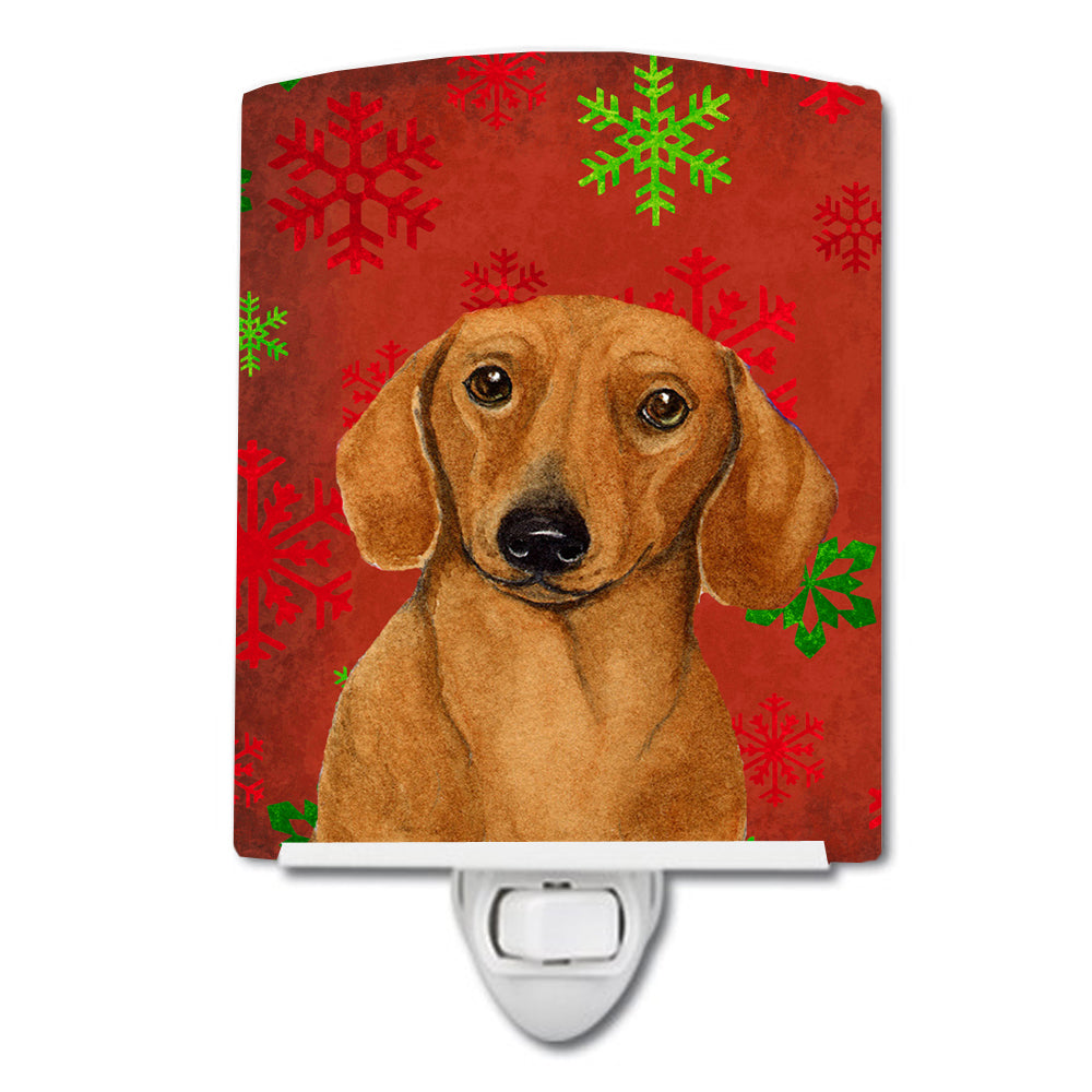 Dachshund Red and Green Snowflakes Holiday Christmas Ceramic Night Light LH9312CNL - the-store.com