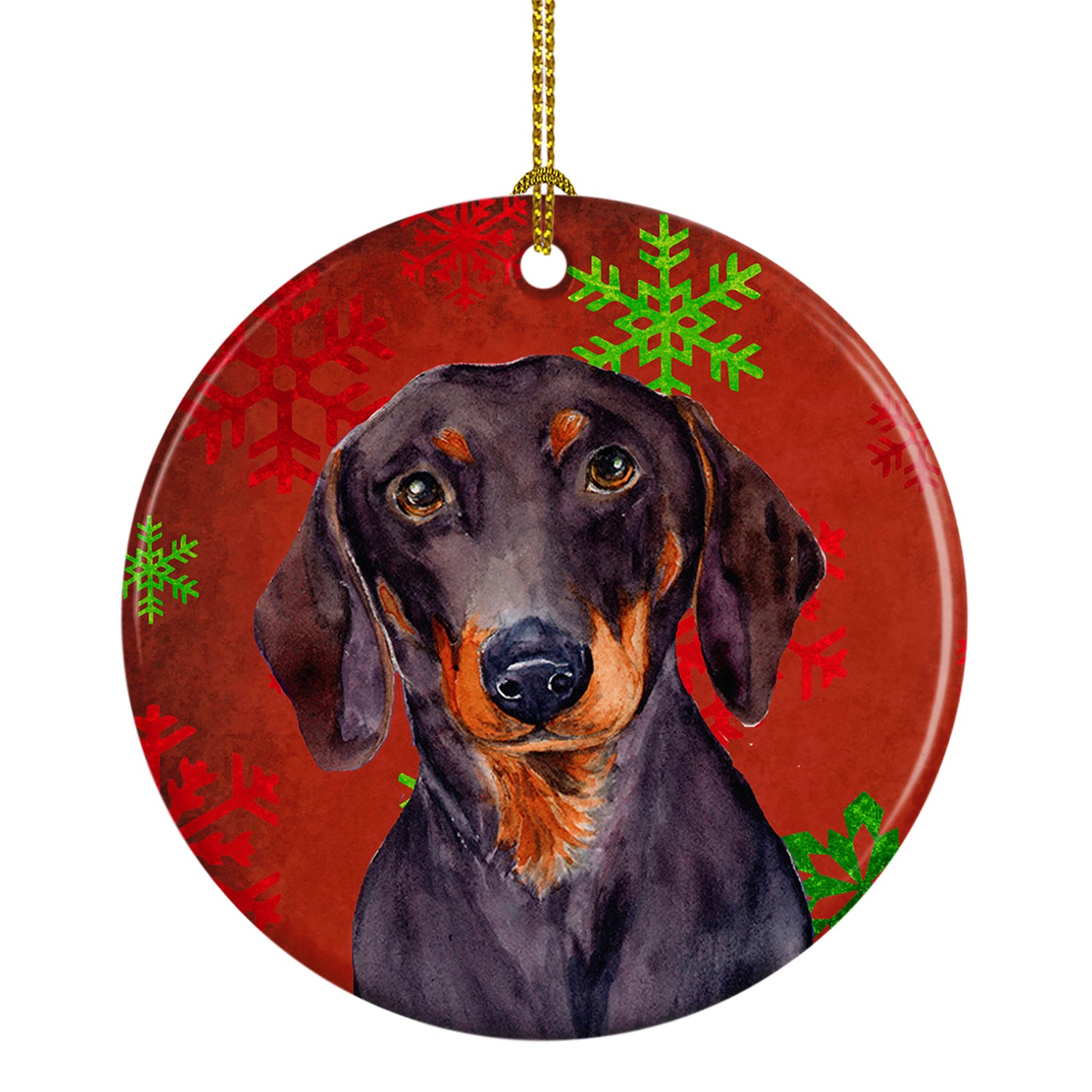 Dachshund Red Snowflake Holiday Christmas Ceramic Ornament LH9313 - the-store.com